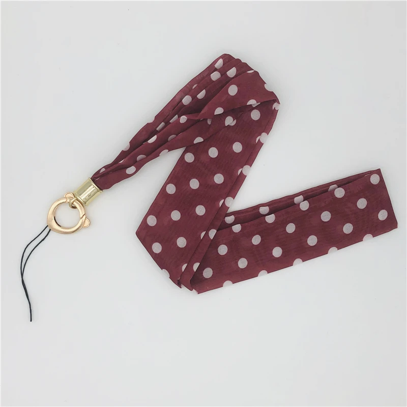Модный женский шелковый шарф, ремешок для сотового телефона, темперамент, для свежести тканей, ремешок для ключей, ремешок для телефона, ремешок для шеи - Цвет: Красный / розовый