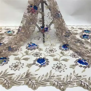 

Latest French Tulle Lace Fabric 2019 High Quality Sequins African Nigerian Mesh Lace Fabric For Wedding Soft Dress Sewing A1758