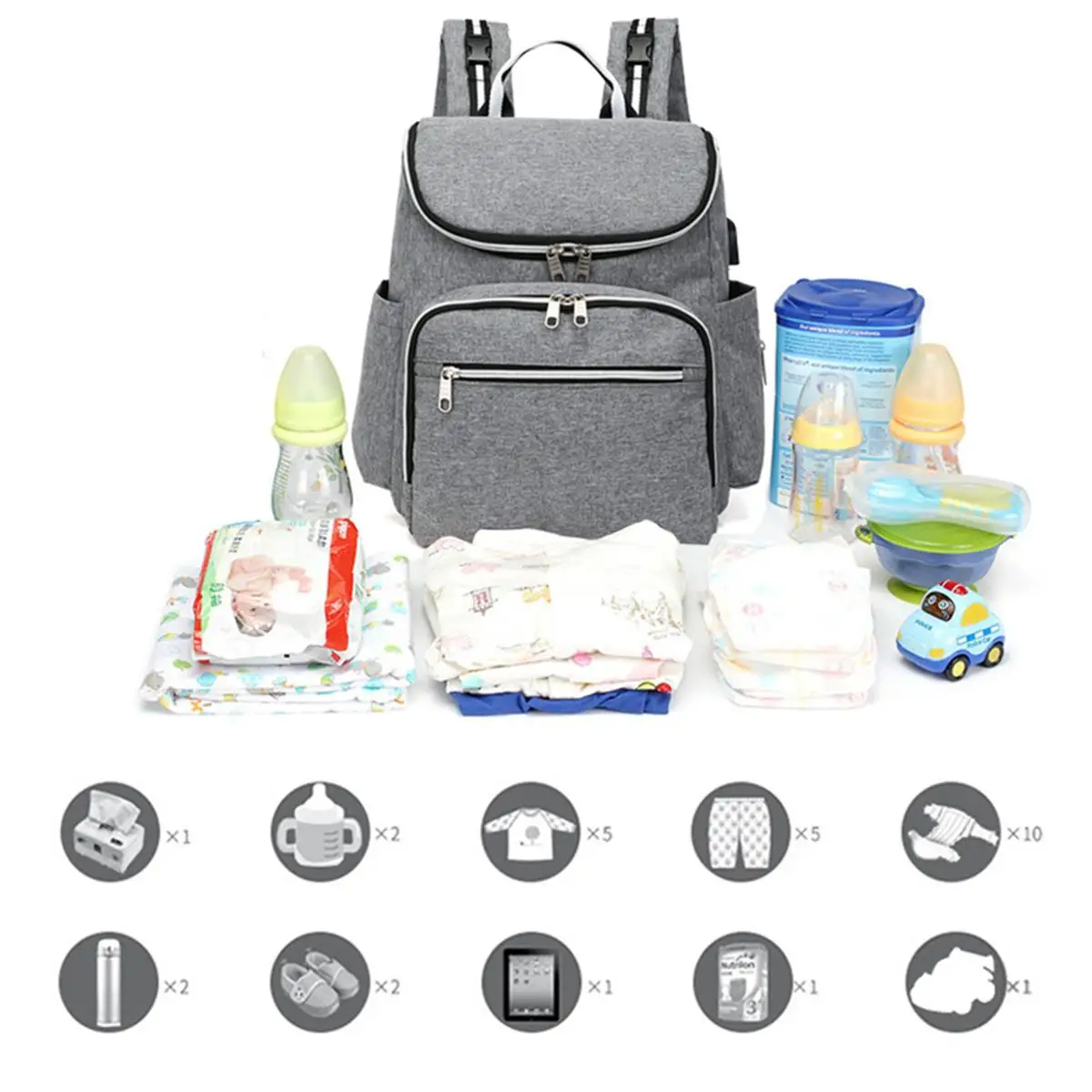 Высокая емкость Мода usb зарядка Мумия Материнство подгузник мешок большой емкости рюкзак путешествия уход за ребенком сумка для