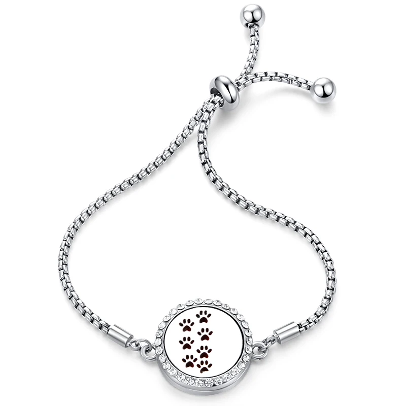 Браслет из нержавеющей стали с принтом лапы животных, ароматерапия, эфирное масло, диффузор, медальон, циркон, Модные Ароматические браслеты