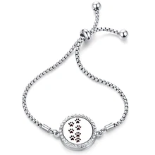 Браслет из нержавеющей стали с принтом лапы животных, ароматерапия, эфирное масло, диффузор, медальон, циркон, Модные Ароматические браслеты