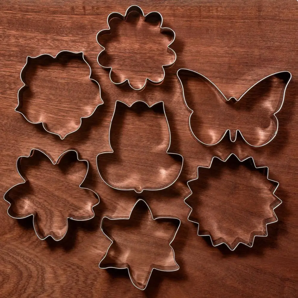 Spring Flower Cookie Cutter Daisy Tulip Lily Kapok Cherry Blossom Sunflower Butterfly Biscuit Mold Stainless Steel