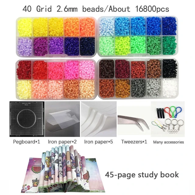 Ensemble de Mini Perles Hama de 2.6mm avec Panneau Perforé et Livres,  Puzzle 3D en