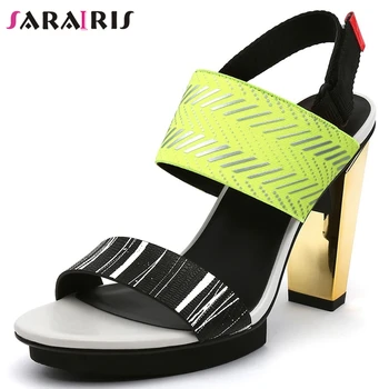 

SARAIRIS open toe back strap high heels sandals women casual office beach handmade sandals ladies shoes