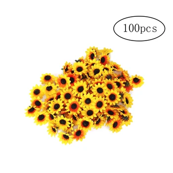 

100Pcs Artificial Mini Daisy Decorative Flower Silk Flowers for Crafts Party Wedding Decoration DIY Home Decor(Yellow)