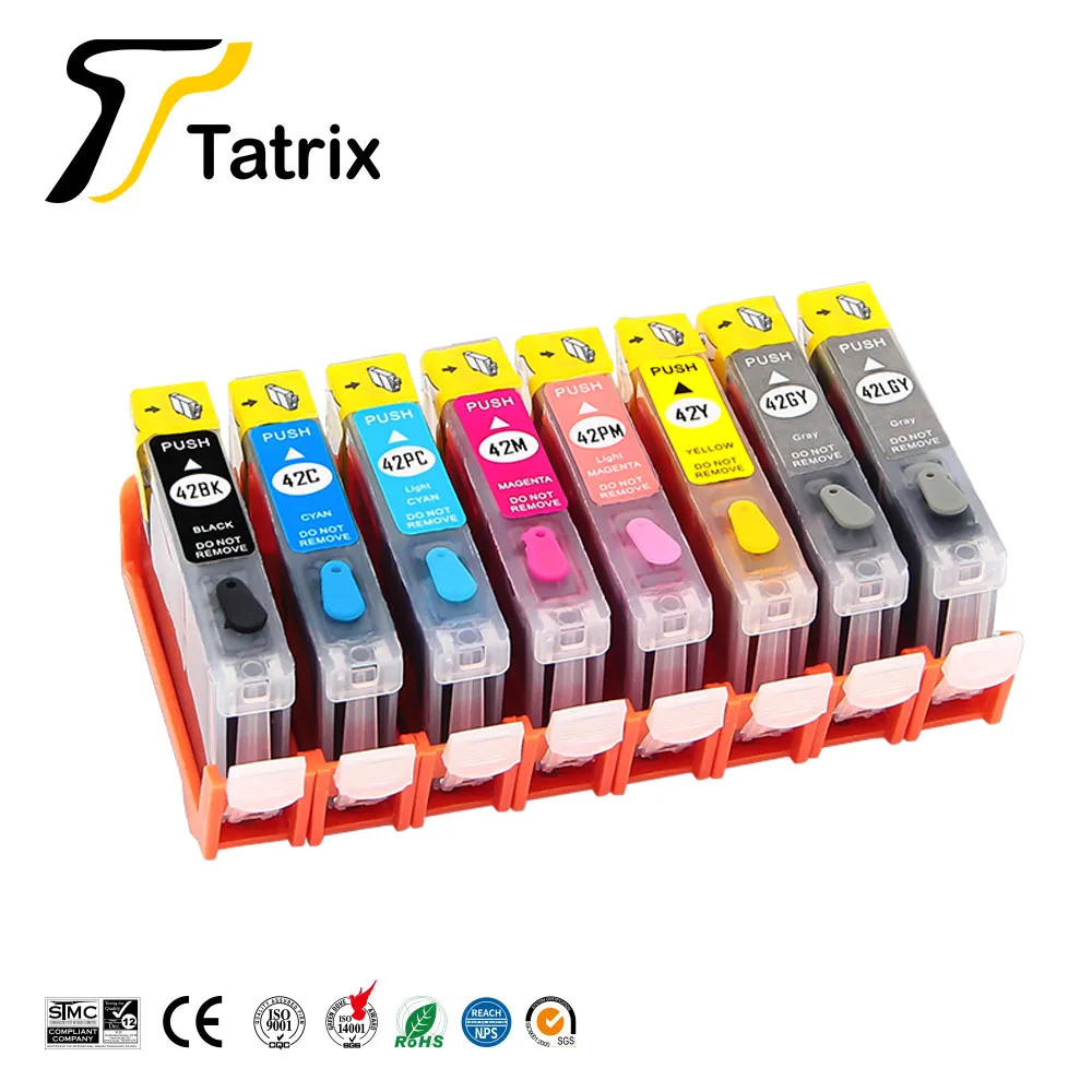 

Tatrix New Compatible refillable ink cartridge CLI-42 CLI42 for Canon PIXMA Pro-100 100S printer,Disposable chip