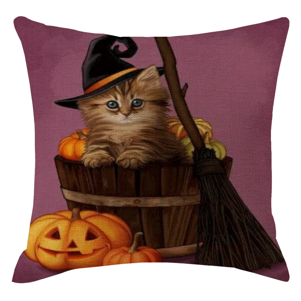 

Halloween Series Cushion Cover Cat Pumpkin Decorative Pillows For Sofa Seat Soft Throw Pillow Case Cover 45x45cm Home Decor