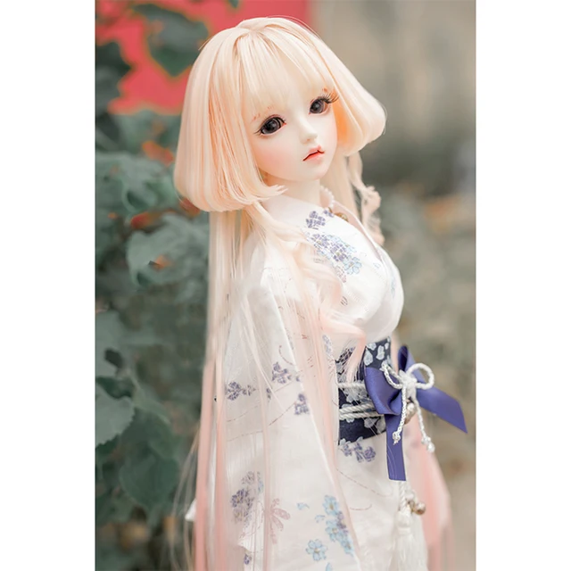 US $32.99 Light Orange Gradient Orange Red Curly Wig For 1/4 For 1/3 BJD Dolls Toy For Children Educational T