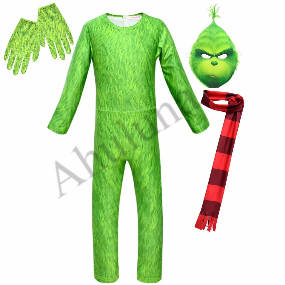 Новинка года; костюм гринча зеленого Монстра для косплея; рождественские костюмы; боди для детей; комбинезоны для мальчиков с молнией сзади; C183