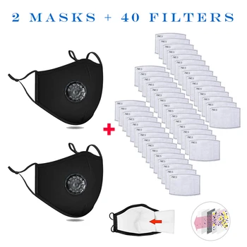 

Cotton Valve Anti Haze Mask+ 40PCS filters Anti Dust Breathe Valved Mouth Masks