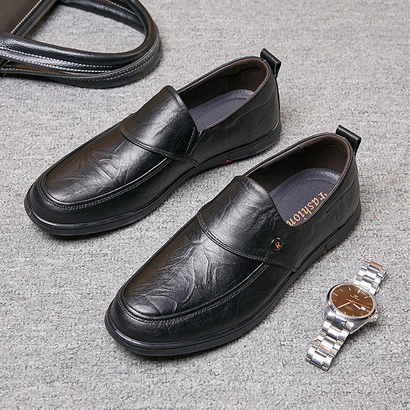 

Men's leather shoes men's loafers leather casual fashion soft bottom dress banquet shoes light middle-aged and old father shoes