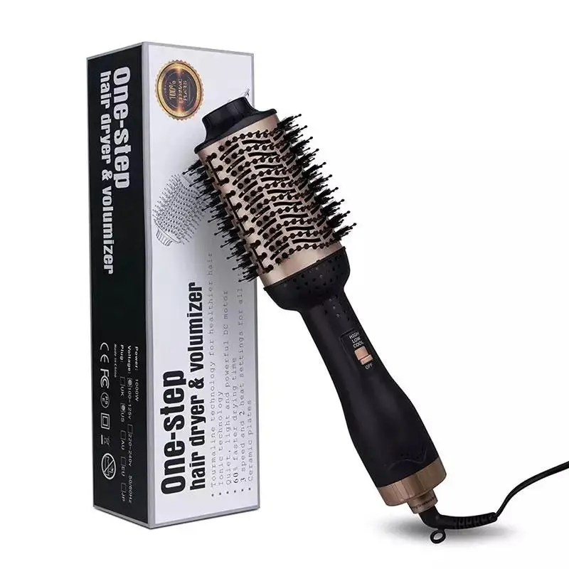 2 in 1 Gold One Step Hair Dryer Brush And Volumizer Anti-scald Hair Straightener&Curler Negative Ions For Wet Dry Hot Air Brush 6