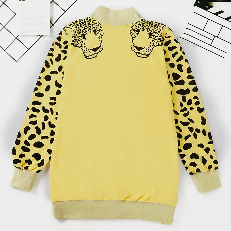  Leopard Print Women 's Hoodies Dress Turtleneck Loose Sweatshirt Women 2020 Spring Autumn Streetwea