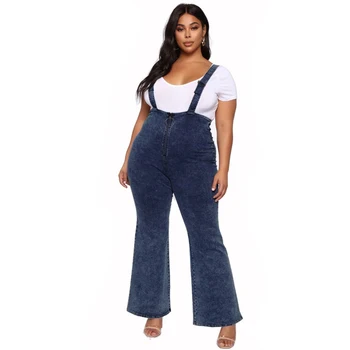 

Large Size High-waist Flared Slim-fit Women Denim Jumpsuit Sexy Casual Skinny Jeans Overalls Bodycon Rompers Playsuits D30