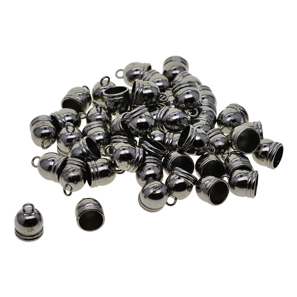 50pc Bell End Cap Bead Stopper Fit 10mm Leather Taseel Cord DIY Jewelry Findings