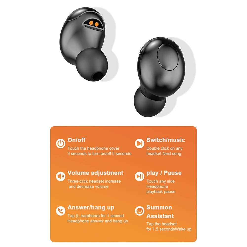 Aoogoor T5 TWS Bluetooth 5 0 Wireless Waterproof Noise Reduction Earphones For IPhone Supports Smart touch Operation