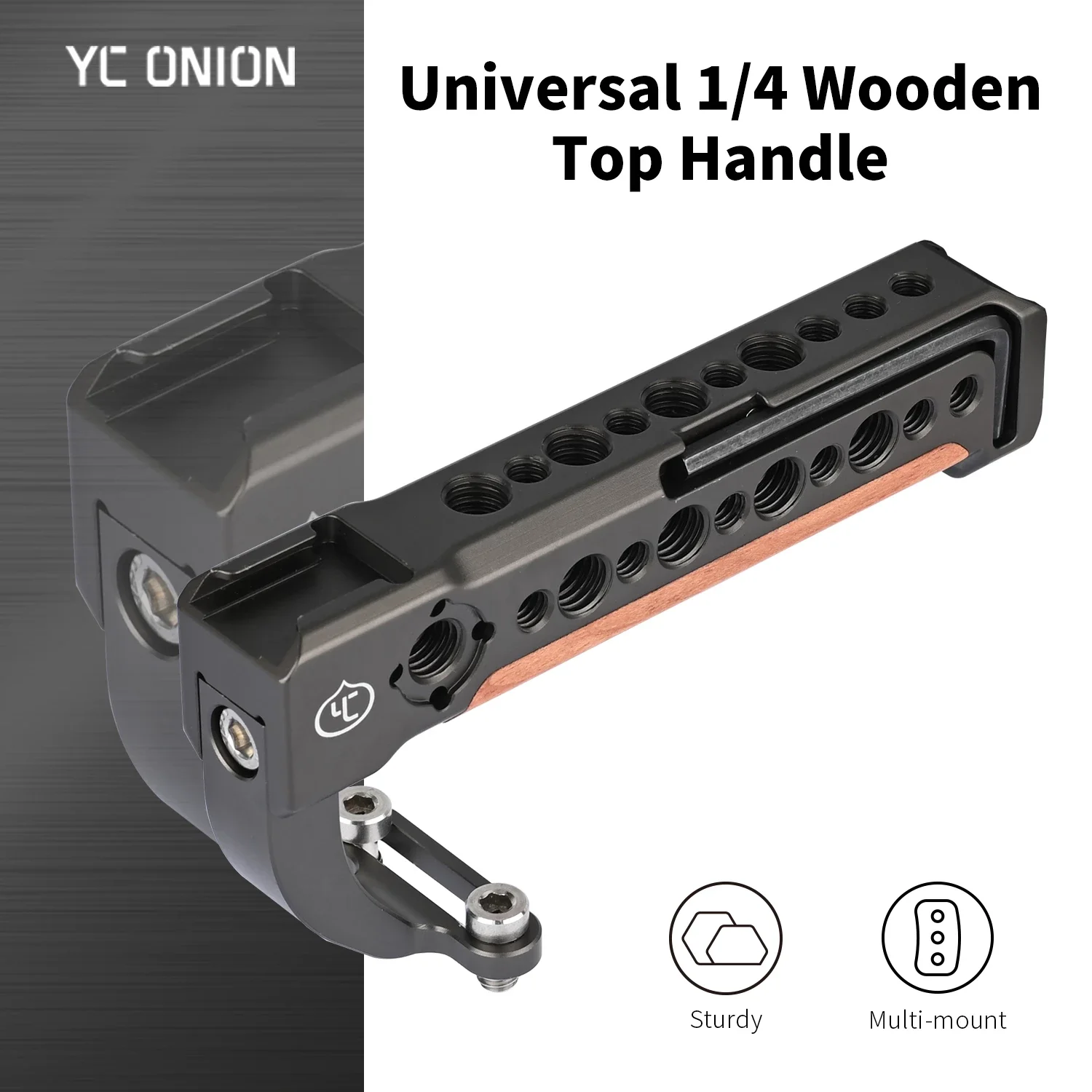 

YC Onion Camera Universal Top Handle Wooden with Cold Shoe for SLR Sony Canon Nikon Camera Cage Funtional Hand Grip