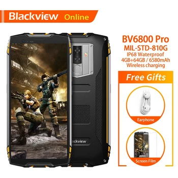

Blackview Original BV6800 Pro 4GB+64GB 5.7" Waterproof Smartphone 18:9 Screen 6580mAh Android 8.0 Wireless Charging Mobile Phone