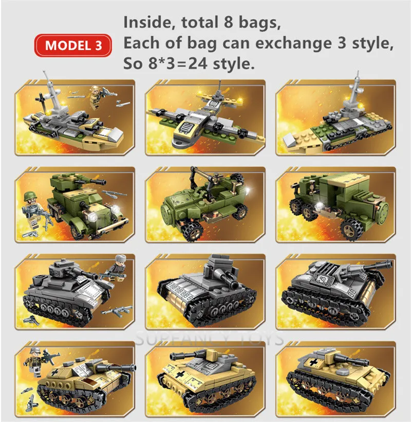 1061Pcs Military Tank Empires of Steel Technic Bricks Army LegoINGs Playmobil Building Blocks War Chariot Soldiers DIY Kids Toys