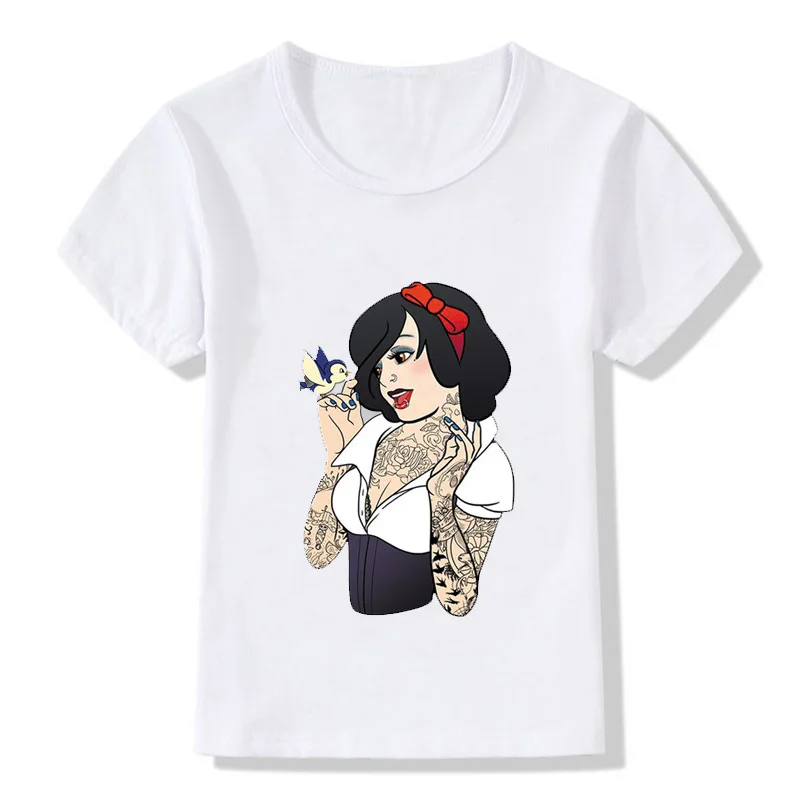 Girls Anime Cartoon T-Shirt Short Sleeve Tops Children Cute Punk Princess Print Children
