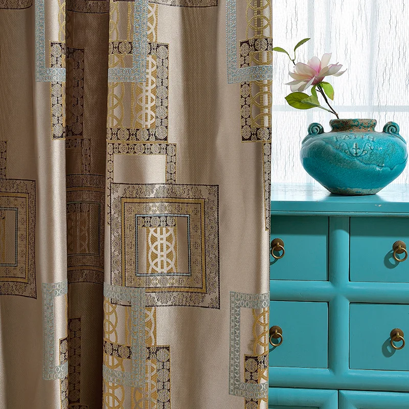 

New Chinese Design Window Curtains for Living Room High Precision Jacquard Luxury Decorative Product Curtain Cloth