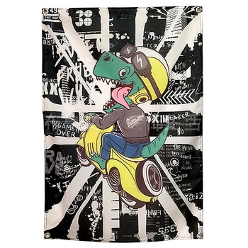 

Crocodile motorcycle locomotive Cartoon Poster Flag Banner For Living Room Bedroom Decor Bedspread Wall Hanging Tapestry Fabrics