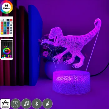 

App Control Dinosaur 3D LED Night Light Velociraptor Touch Remote Table Lamp Decoration for Baby Children Birthday Holiday Gifts