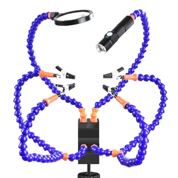 

Soldering Helping Hands Third Hand USB Flashlight Fan nifying Glass Flexible Arms Soldering Holder for Welding Repair