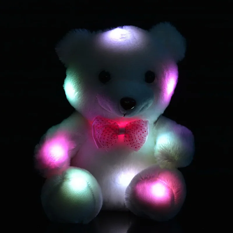 Cute LED Teddy Bear Panda Dark Glowing Stuffed Doll Toy Colorful Flashing Light Toy Gift For Girls Without Battery