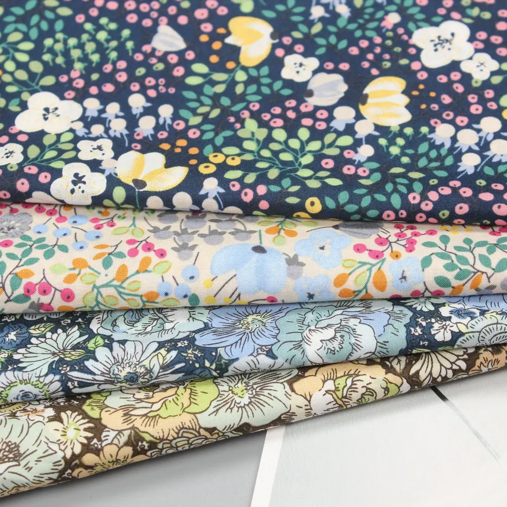 

140x50cm 60s Cotton Poplin Fabric Printed Floral Cloth Make Children's Clothing Dress Fabric Soft Decorate Home 150g/m