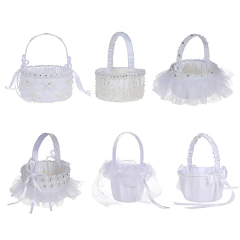 

Wedding Wreath And Lace Flower Girl Basket Decorative Flower Basket For Western Style Wedding Ceremony Party Supplies