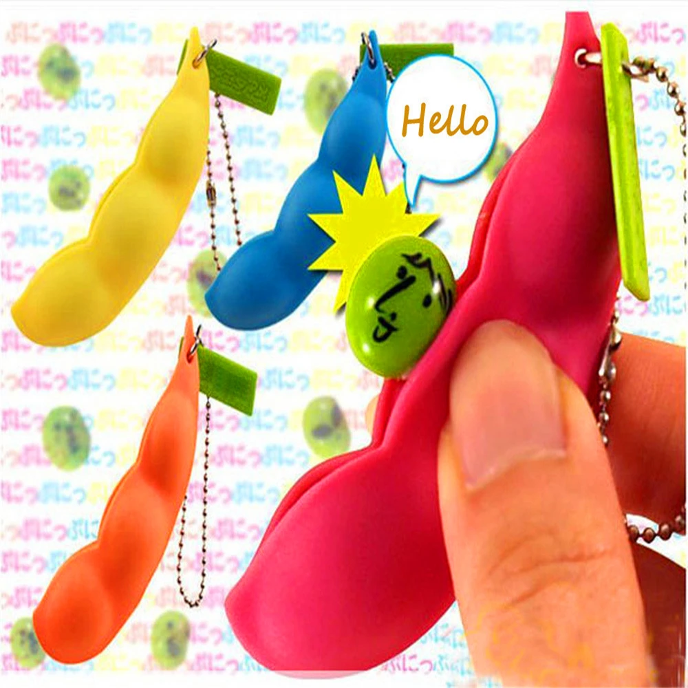 Дешевые забавные поддельные Edamame Squeeze Игрушка подвеска декомпрессия анти-давление мяч cibo simulazione утошение для дома# EN25