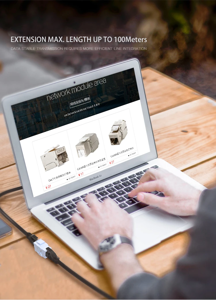 High-Performance RJ45 Cat6 Keystone Adapter for Seamless UTP Cable Extension and Patch Panel Connectivity Description Image.