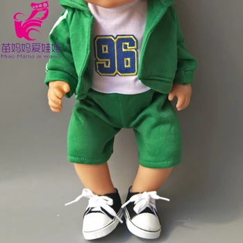 

4 in 1 a set Green Hooded Coat outwear short pants shirt fit for 43cm Baby Dolls boy Clothes for 18 inch doll suit