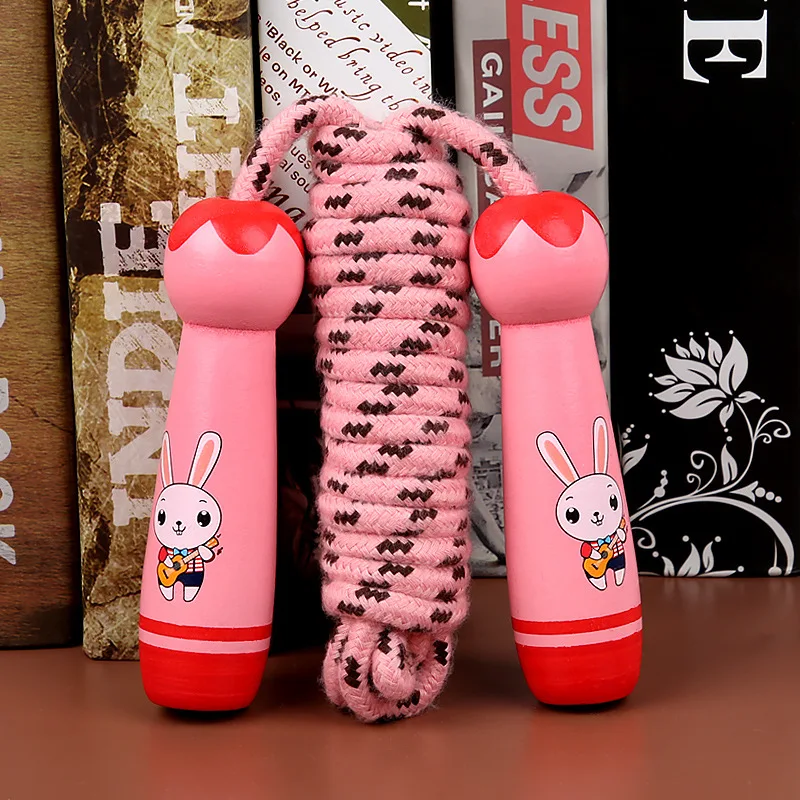 Деревянная ручка персонажа из мультфильма мягкая Скакалка детская скакалка Забавный Спорт на открытом воздухе Фитнес Бодибилдинг Скакалка игрушка-Канат - Цвет: as picture