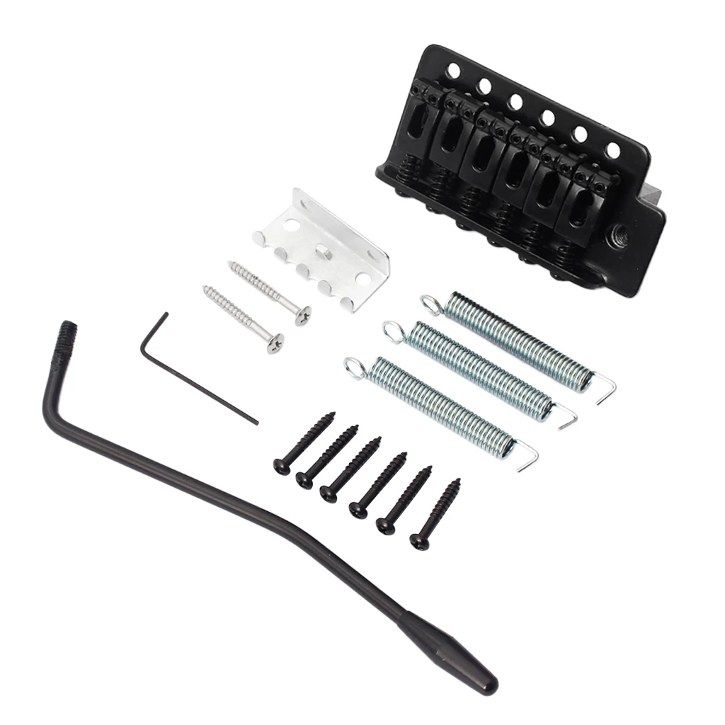 Metal Electric Guitar Tremolo Bridge Set Black, Right Handed
