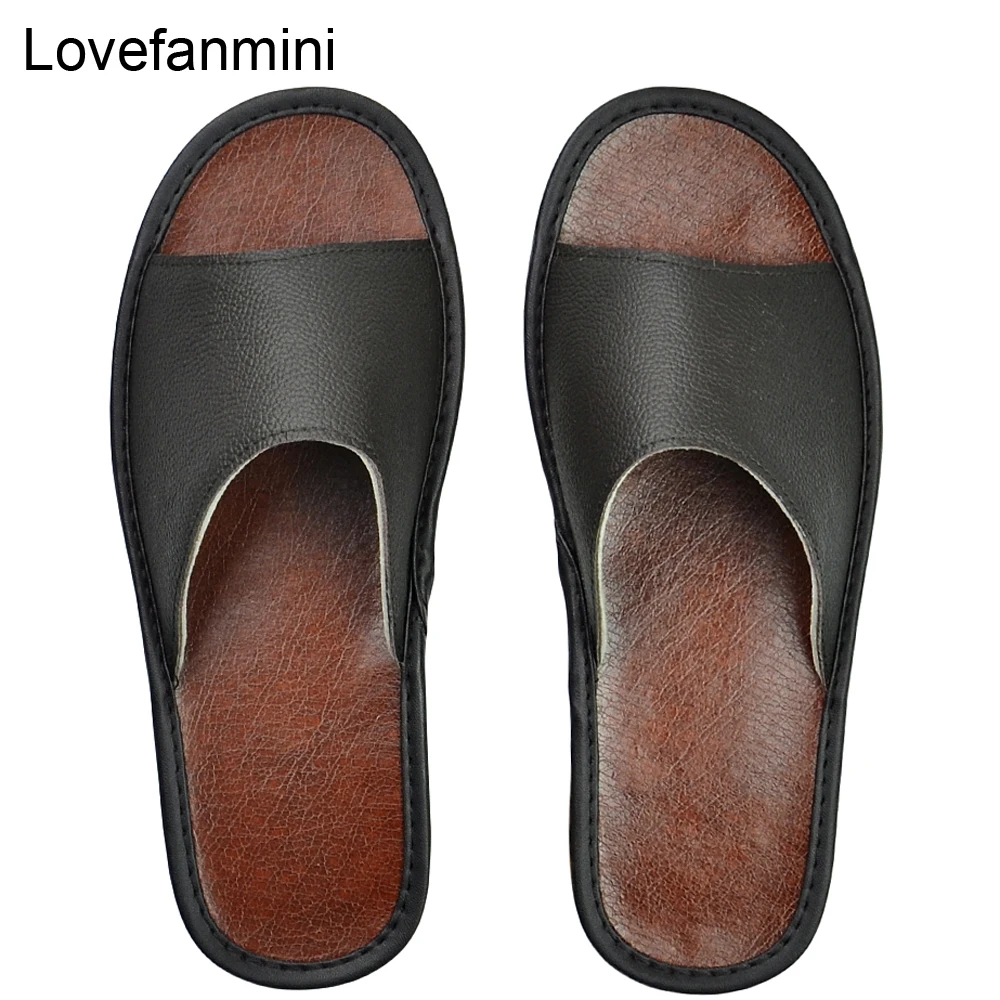 Zapatillas de cuero de vaca para hombre y mujer, zapatos planos suaves de lujo, de lino, tallas grandes, para casa de interior