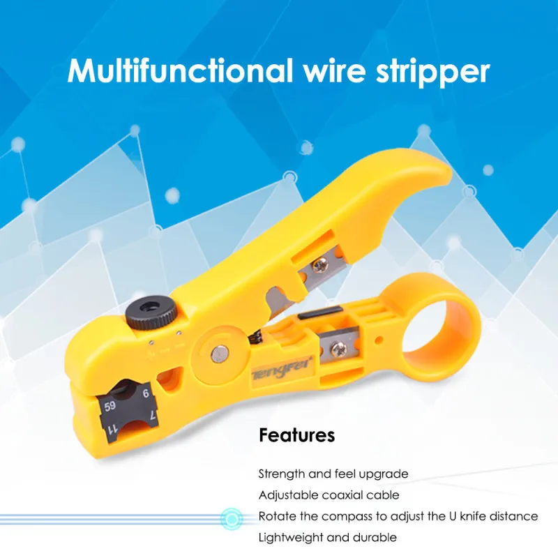 

Coaxial Cable Combination Tool Set Coaxial Cable Crimper Kit Adjustable RG6 RG59 RG7 RG11 Coaxial Cable Stripper Mechanic tool
