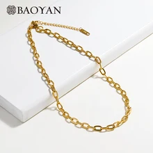 Baoyan, винтажное ожерелье-чокер из нержавеющей стали, цельная Золотая цепочка, ожерелье, ювелирные изделия, широкая титановая цепочка, чокеры, ожерелье s для женщин