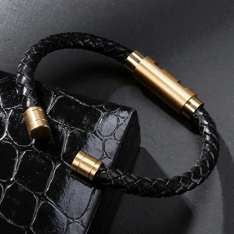 Fashion Bangle Brand Men Charm Bracelet Leather Bracelet Stainless Steel Adjustable Bracelets & Bangles Male Punk Jewelry PS2020