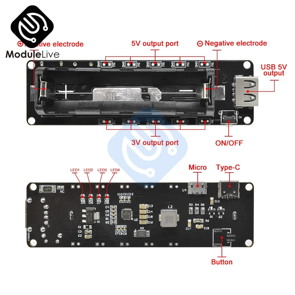 ESP32 ESP32S Raspberry Pi 18650 Защита аккумулятора V3 Micro USB порт type-A USB 0.5A для Arduino зарядки Wemos Diy Kit