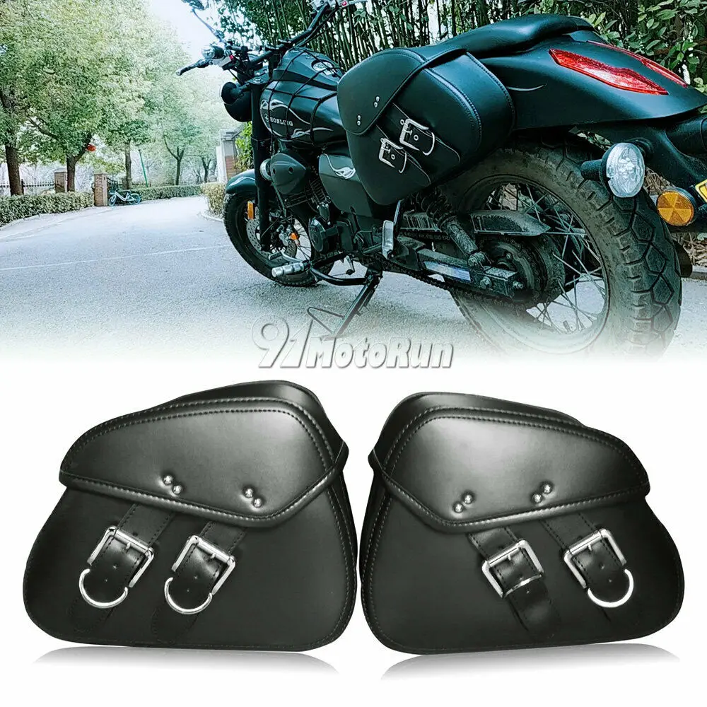 Pair Black Motorcycle PU Leather Tool Saddle bag For Honda VTX 1300 C R