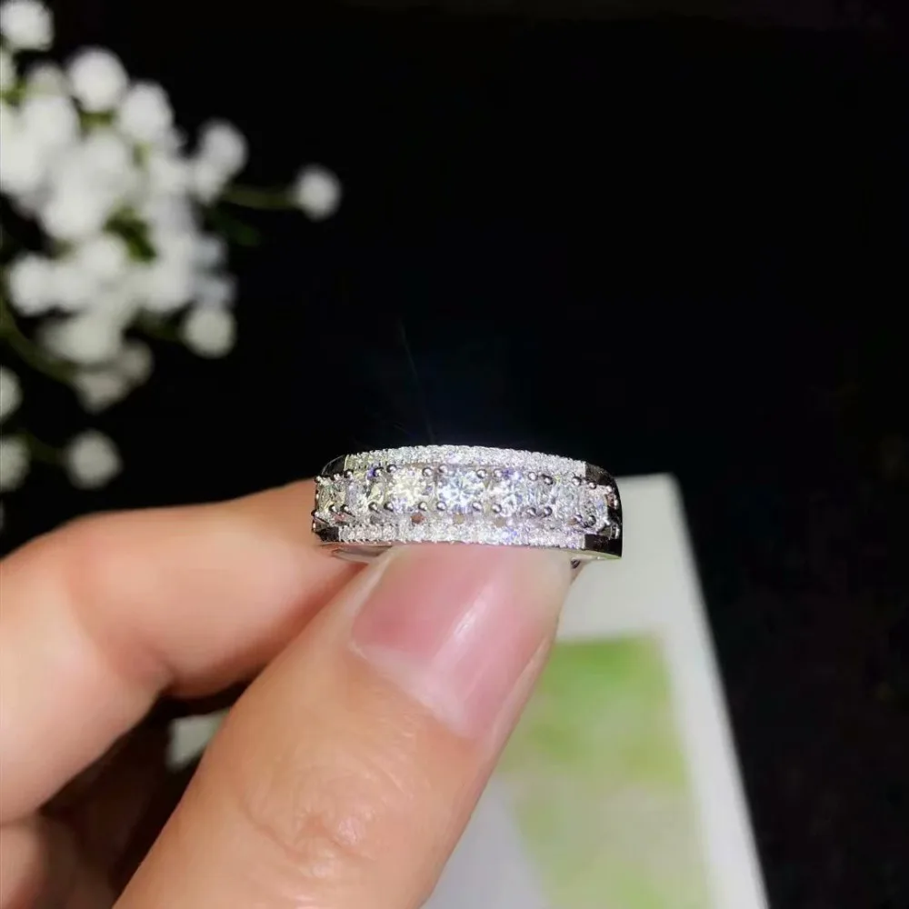 Moissanite красивое резьбовой калибр-кольцо, серебряное кольцо с бриллиантом 925 пробы. Модные ювелирные изделия