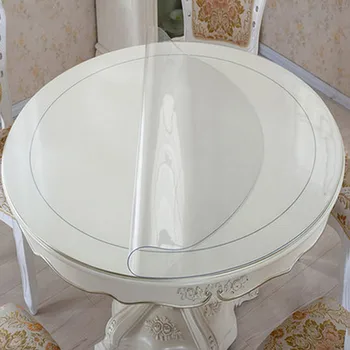 

PVC Waterproof Tablecloth Round Table Cover Transparent Kitchen Oilproof Tablecloth Mat DIY Dining Table Accessories