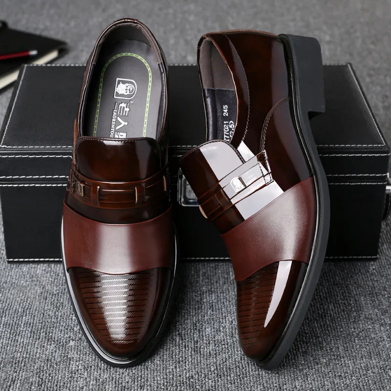 

LOTORY nan dan xie England Pointed-Toe Heels Men Shoes Spring And Autumn Men Business Formal Wear Leather Shoes 77021