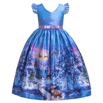 

Forest Deer Print Christmas Dress Cosplay Dress for Girl Party Dress Evening Gift Ball Gown Funny Clothes Princess Dress SD055