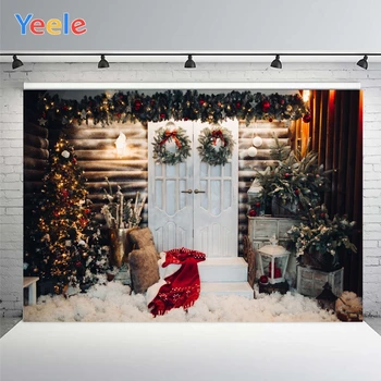 

Yeele Gifts Photo Background Photophone Christmas Snow Trees And Red Scarf Photography Backdrops for Decoration Customized Size