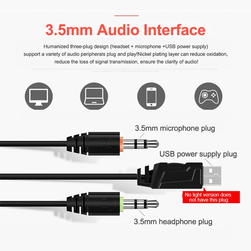 N1 3.5mm USB Stereo wired gaming headphones game headset over ear RGB with mic Voice control for laptop computer gamer PUBG