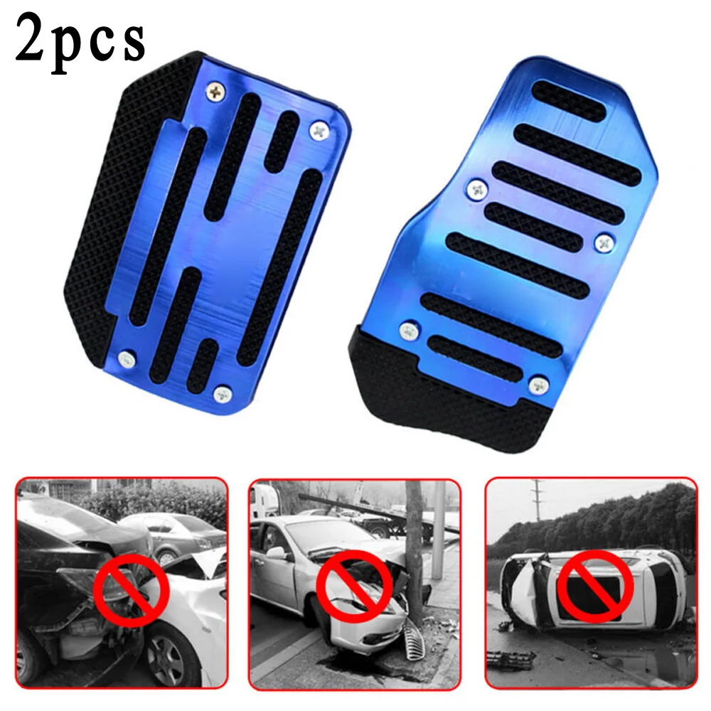 2 шт алюминиевый сплав+ нескользящая пвх доска для автомобиля Универсальный Синий Противоскользящий акселератор педаль тормоза накладка+ винт