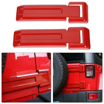 

2Pcs Tailgate Hinge Cover Spare Tire Rear Door Liftgate Trim Fit for Jeep Wrangler JK 07+Red